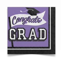 Purple "Congrats Grad!" Graduation Lunch Napkins - 6.5", 40 Pack