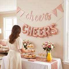 Rose Gold Sparkle Pennant Banner - 20 ft DIY Garland