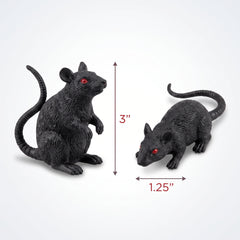 Creepy Crawly Black Rubber Rat Decor - 3 1/4-Inch Halloween Prop