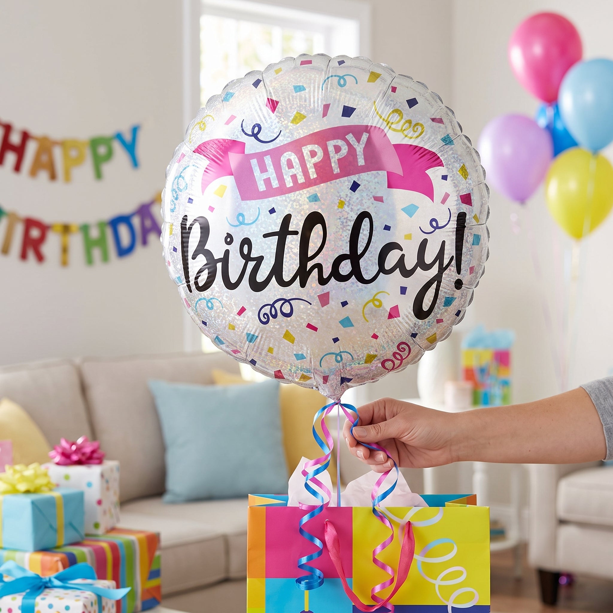 Vibrant Happy Birthday Foil Balloon - 18 Inch