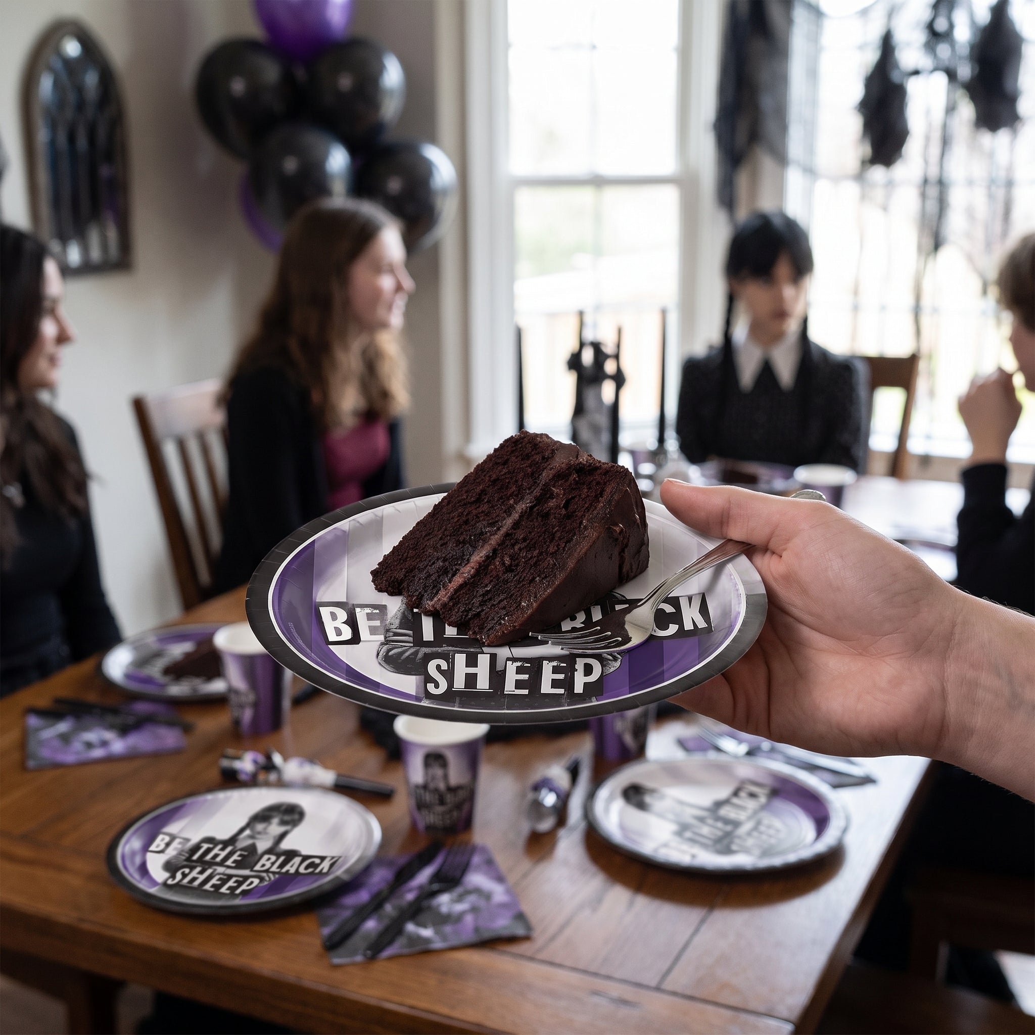 Wednesday Addams "Be The Black Sheep" 7-Inch Round Dessert Plates, 8-Pack