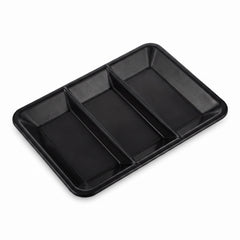 Black Plastic Compartment Serving Tray - 9.5" x 14.25"