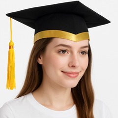 Elegant Black and Gold Graduation Cap Hat for Adults