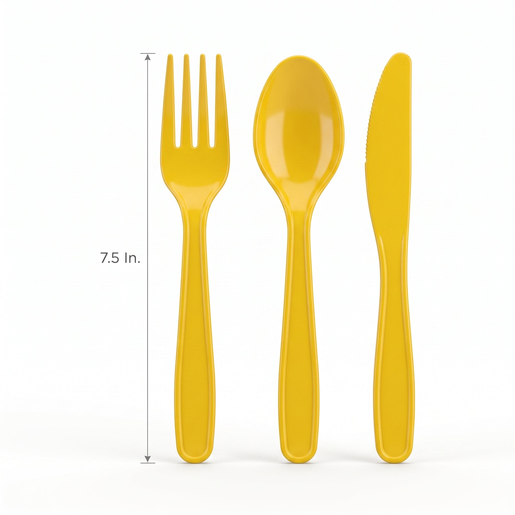 Sunshine Yellow Assorted Plastic Cutlery Set - 7.5 in. - 24 Pack
