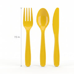 Sunshine Yellow Assorted Plastic Cutlery Set - 7.5 in. - 24 Pack