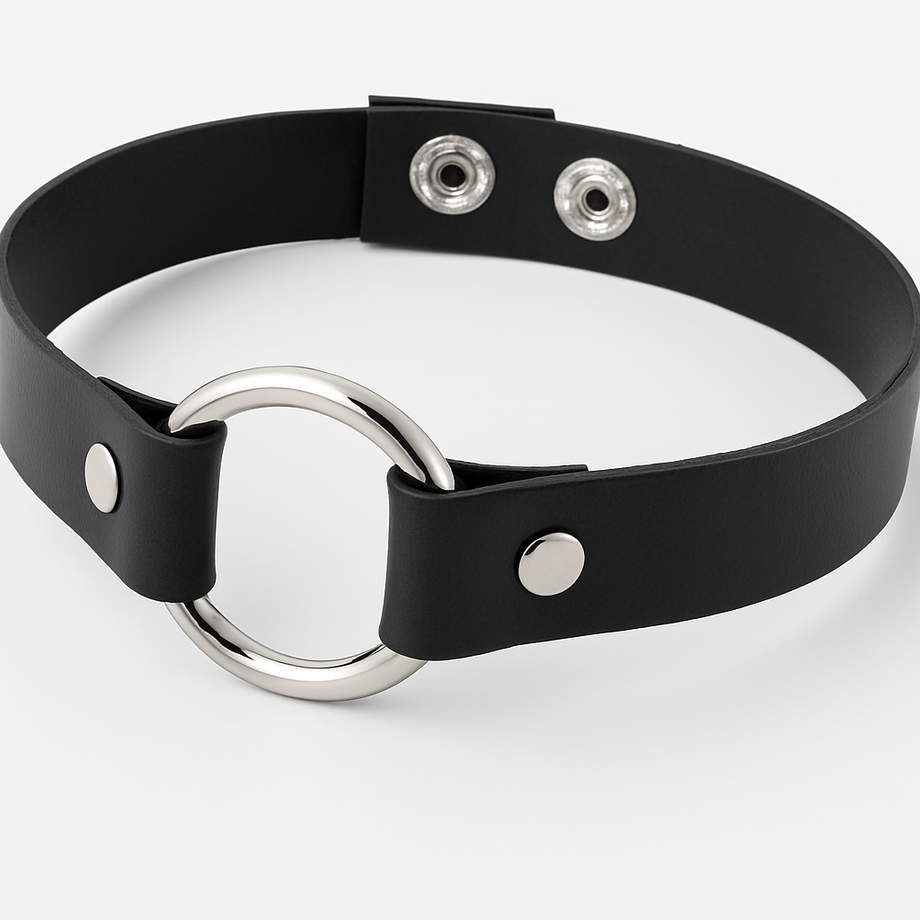 Black O-Ring Choker Necklace - Halloween Costume Accessory