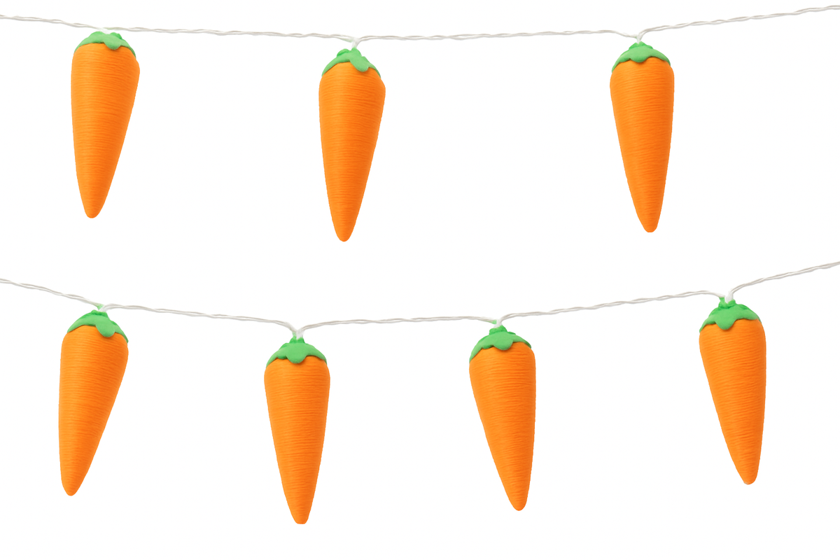 Easter Carrot LED String Lights ‚Äì Yarn Covered Decoration