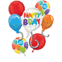 Vibrant Happy Birthday Foil Balloon Bouquet - 5 Piece Set