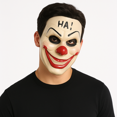Creepy Clown "Ha!" Mask with Hair - Halloween Costume Accessory