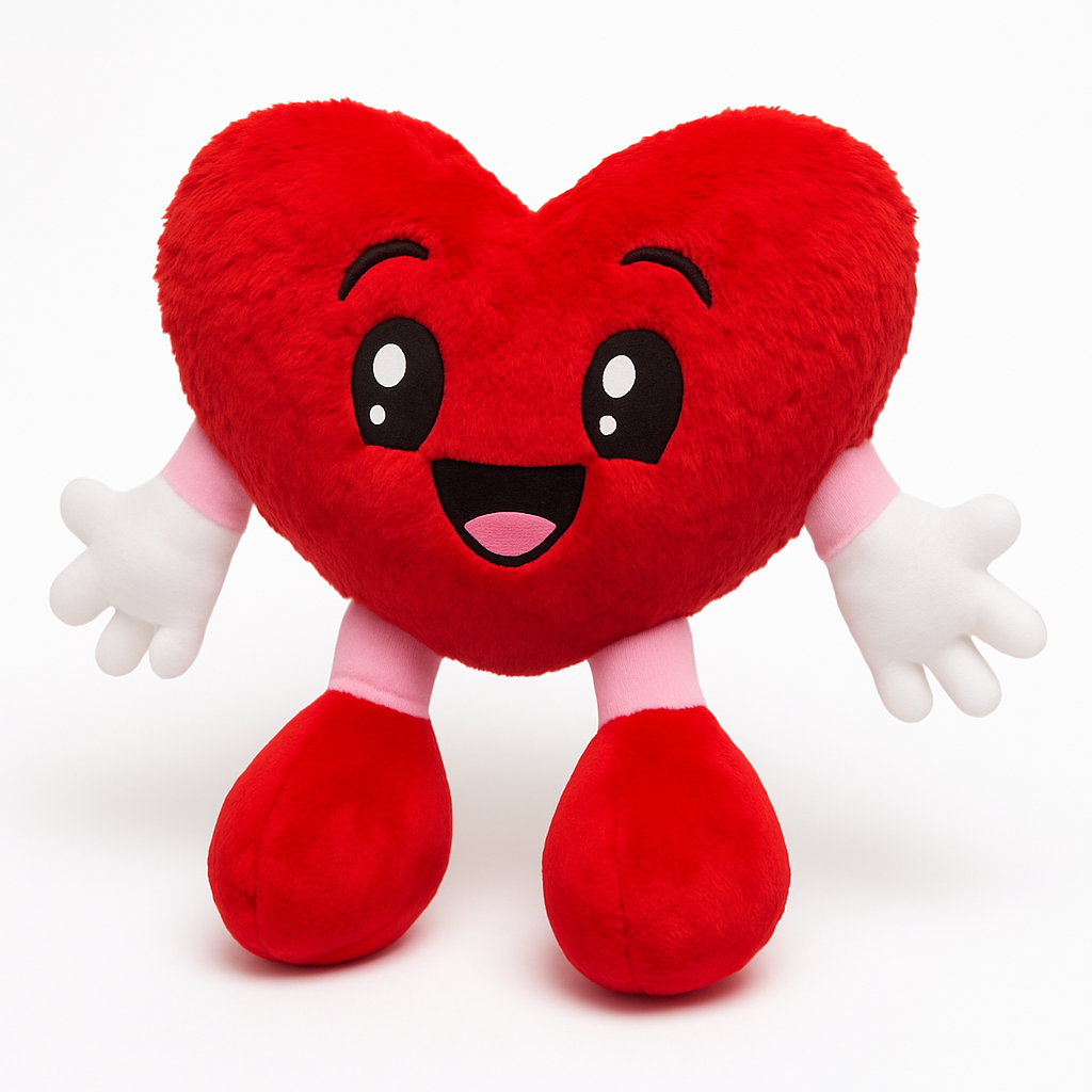 Cuddly Heart Plush with Arms and Legs - 10"
