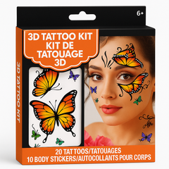3D Monarch Butterfly Temporary Tattoos & Stickers Set for Halloween