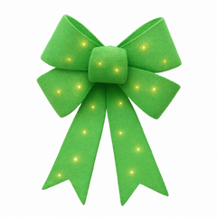 Elegant Green Fabric Bow with Lights - 21" Masquerade D√©cor