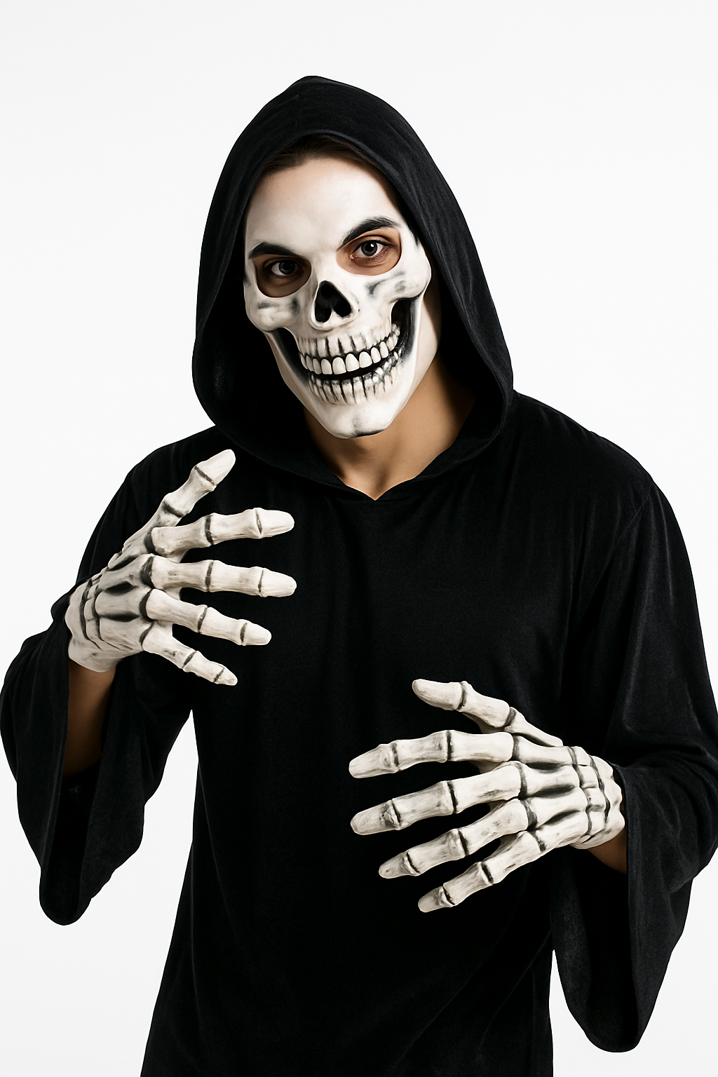 Eerie Skull and Hands Halloween Mask Set