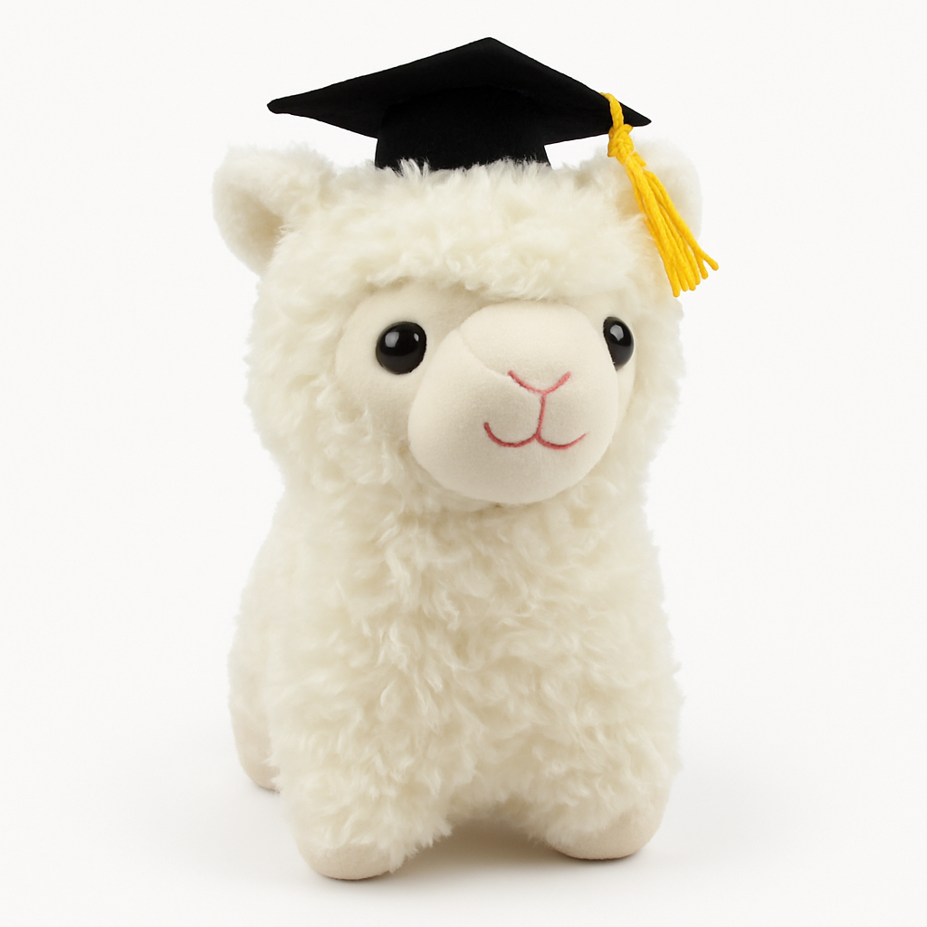 Fuzzy Graduation Llama Plush Toy with Cap and Diploma