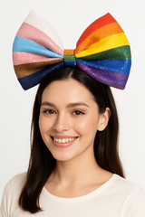 Oversized Rainbow Pride Bow Headband
