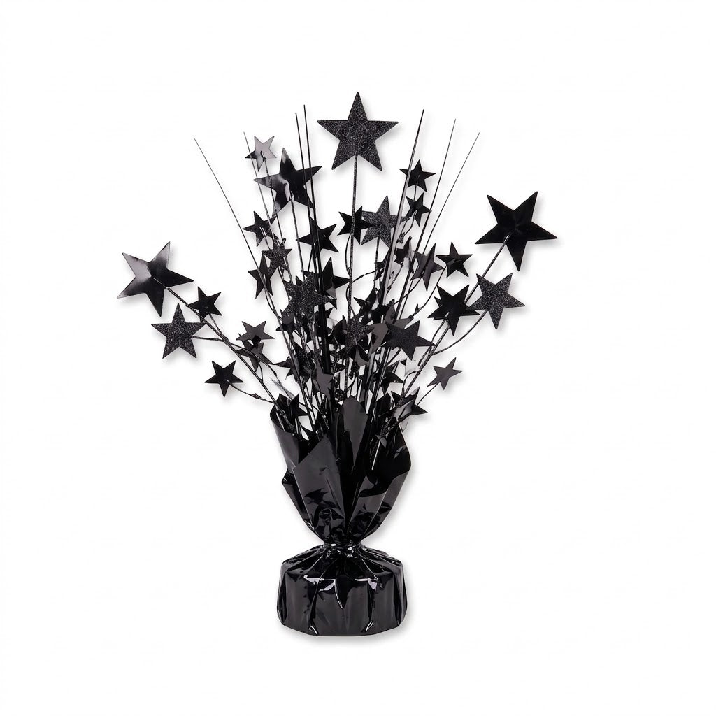 12-Inch Black Foil Star Spray Centerpiece