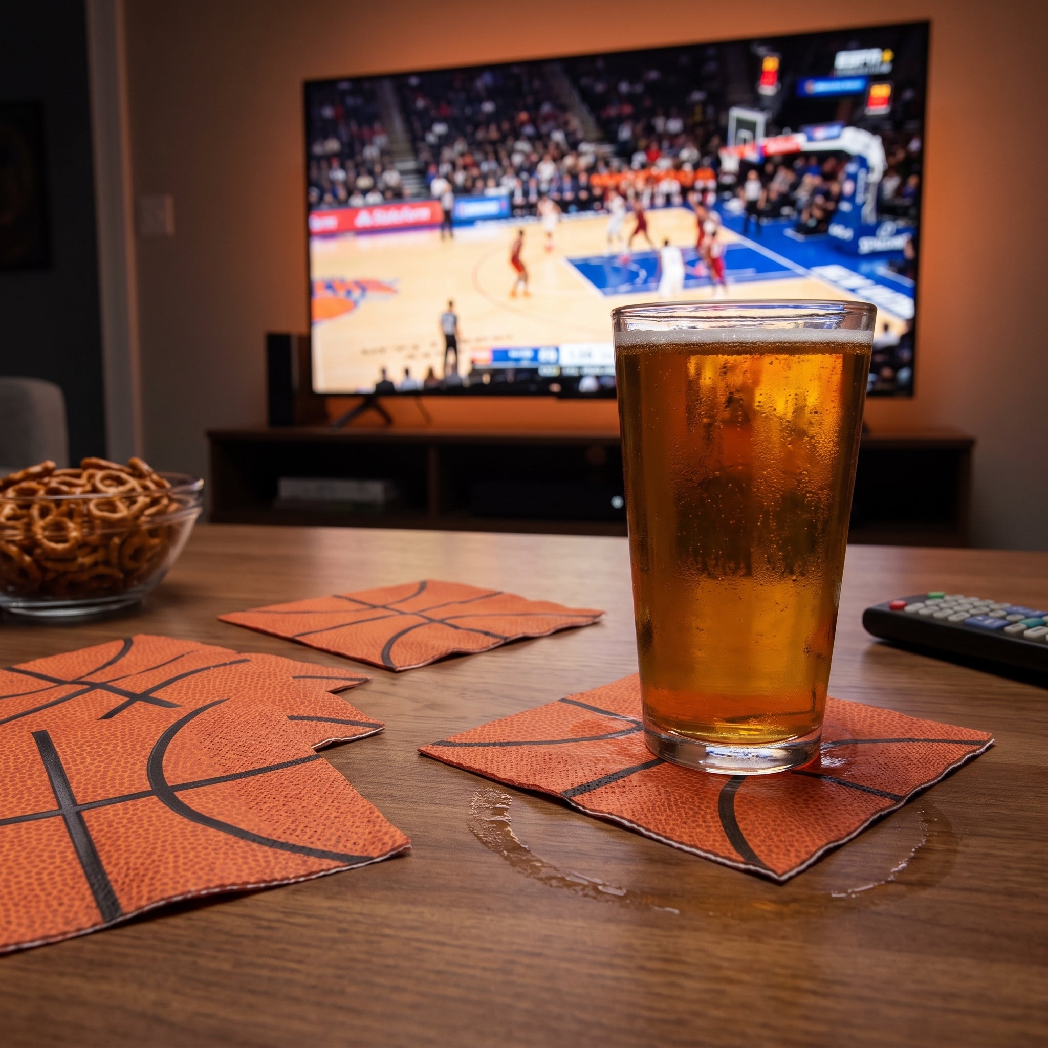 Slam Dunk Basketball Beverage Napkins - 5 In. X 5 In.