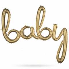 Gold Script "Baby" Air-Filled Foil Balloon