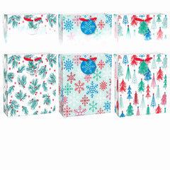 Festive Christmas Gift Bag Multipack - Trees, Holly & Snowflakes