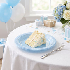 Pastel Blue Plastic Dessert Plates - 7 In. | 20 Count