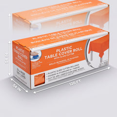 Orange Plastic Table Cover Roll with Slide Cutter - 54 in x 126 ft