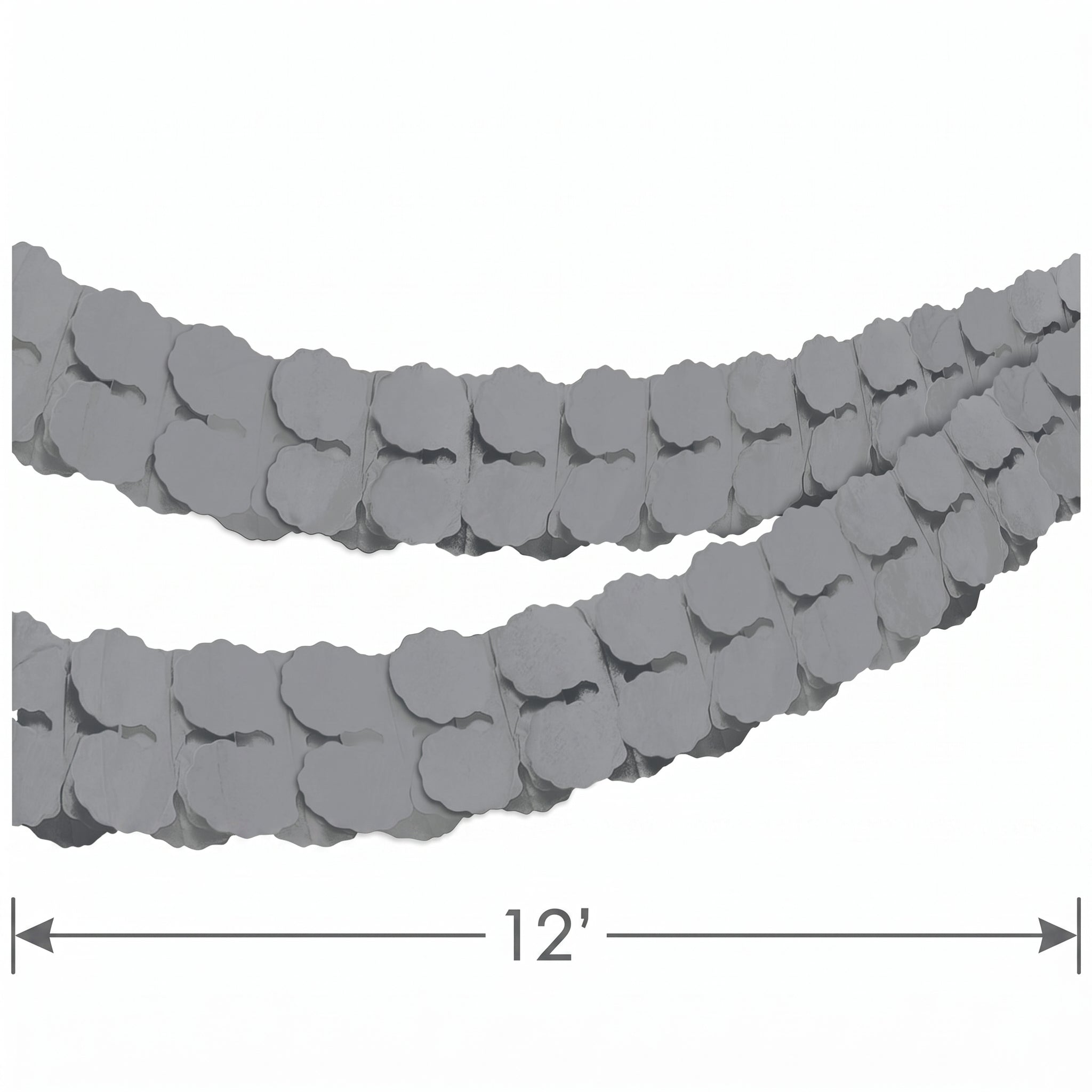 Elegant Silver Tissue Paper Garland - 12 ft