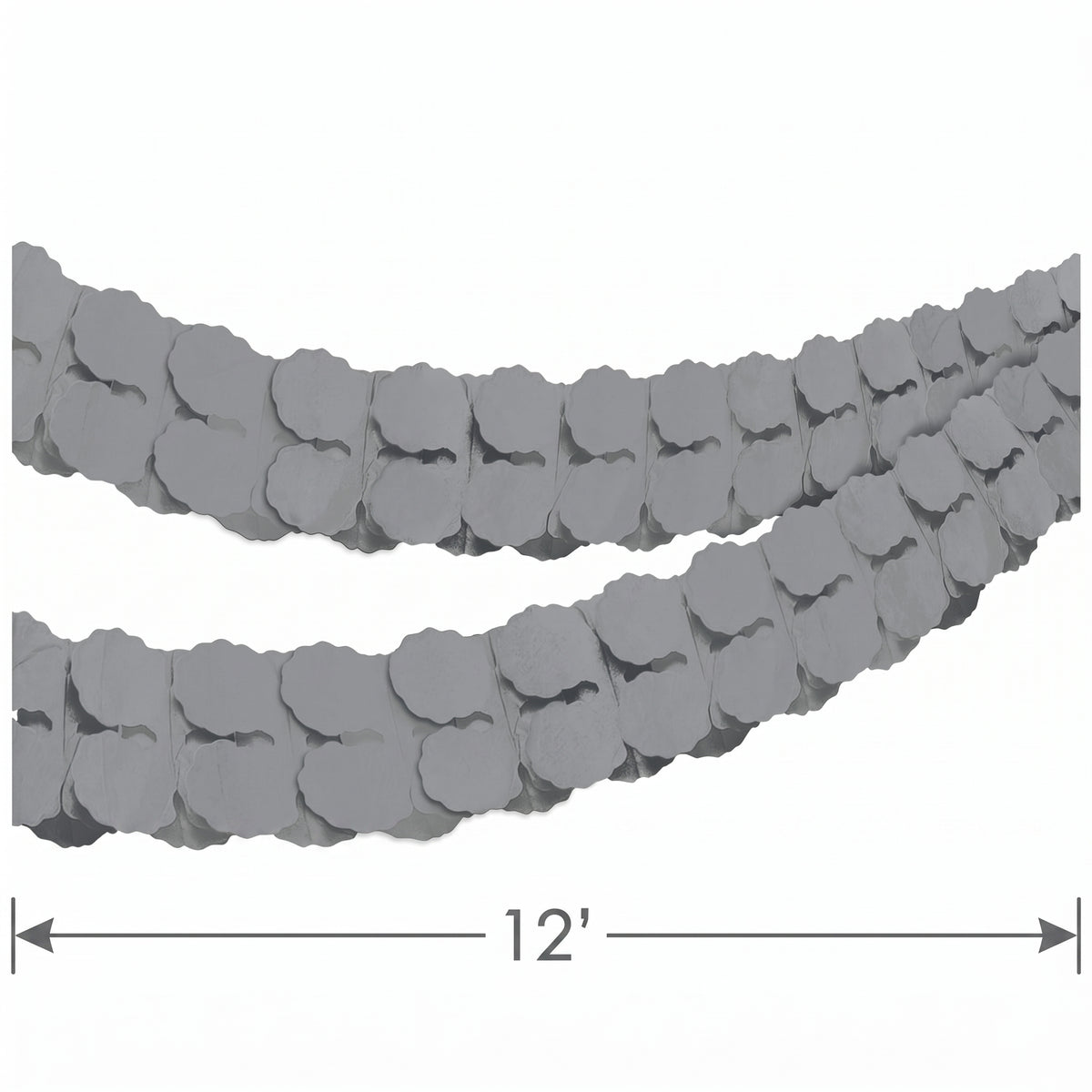 Elegant Silver Tissue Paper Garland - 12 ft