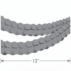 Elegant Silver Tissue Paper Garland - 12 ft