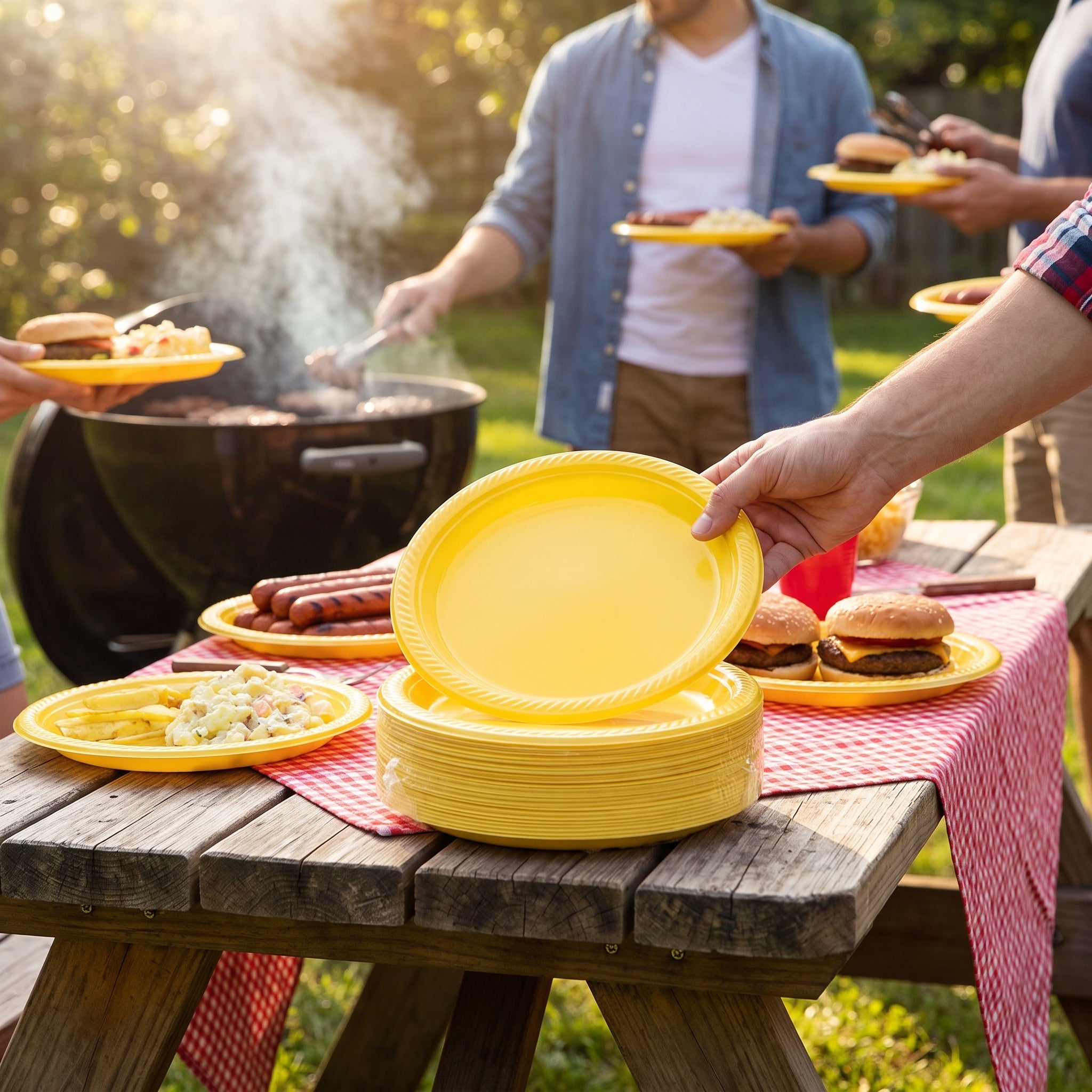 Sunshine Yellow 7" Plastic Dessert Plates - 50 Pack