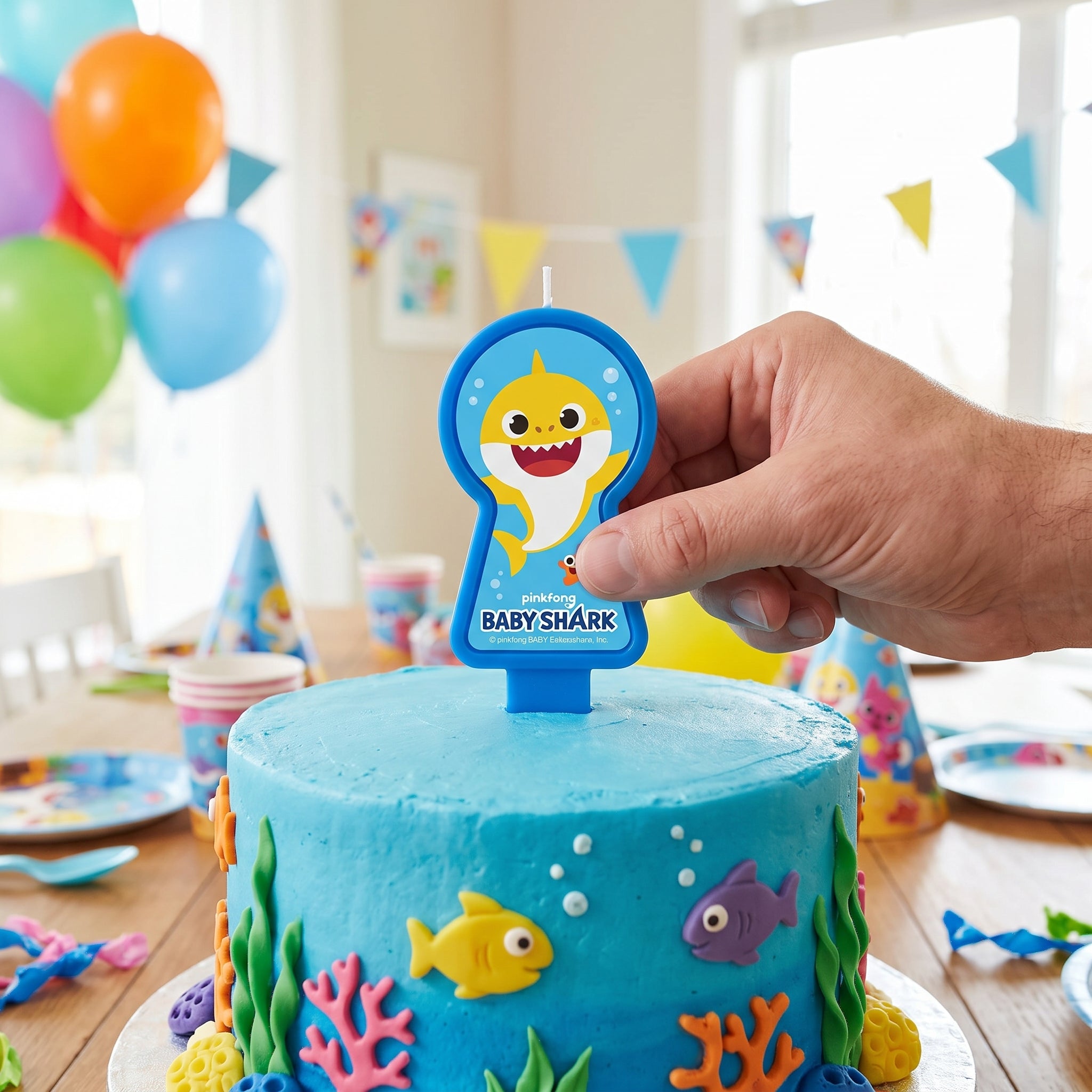 Baby Shark Molded Birthday Candle - 2.4-inch