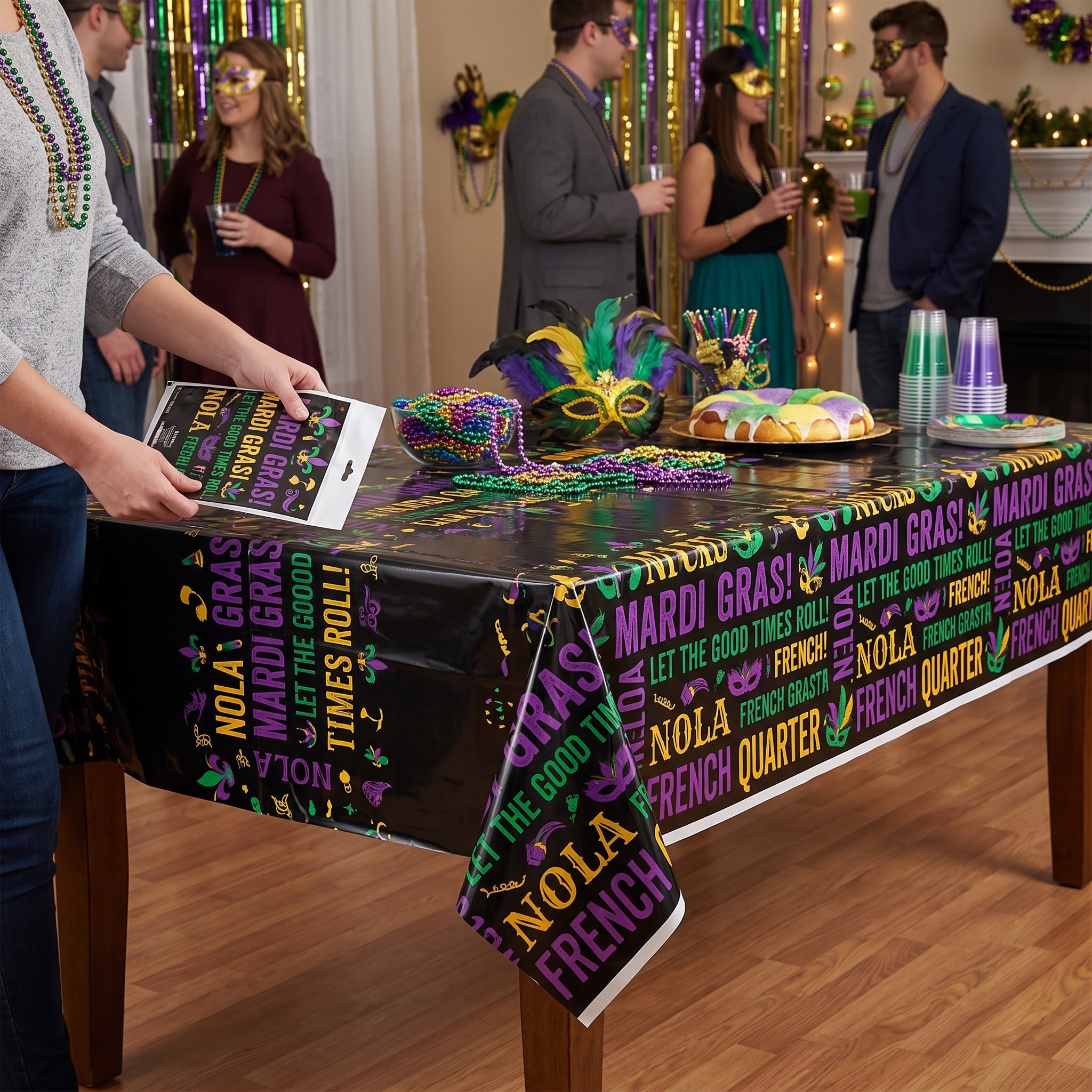 Mardi Gras Masquerade Plastic Table Cover - 3 Pack