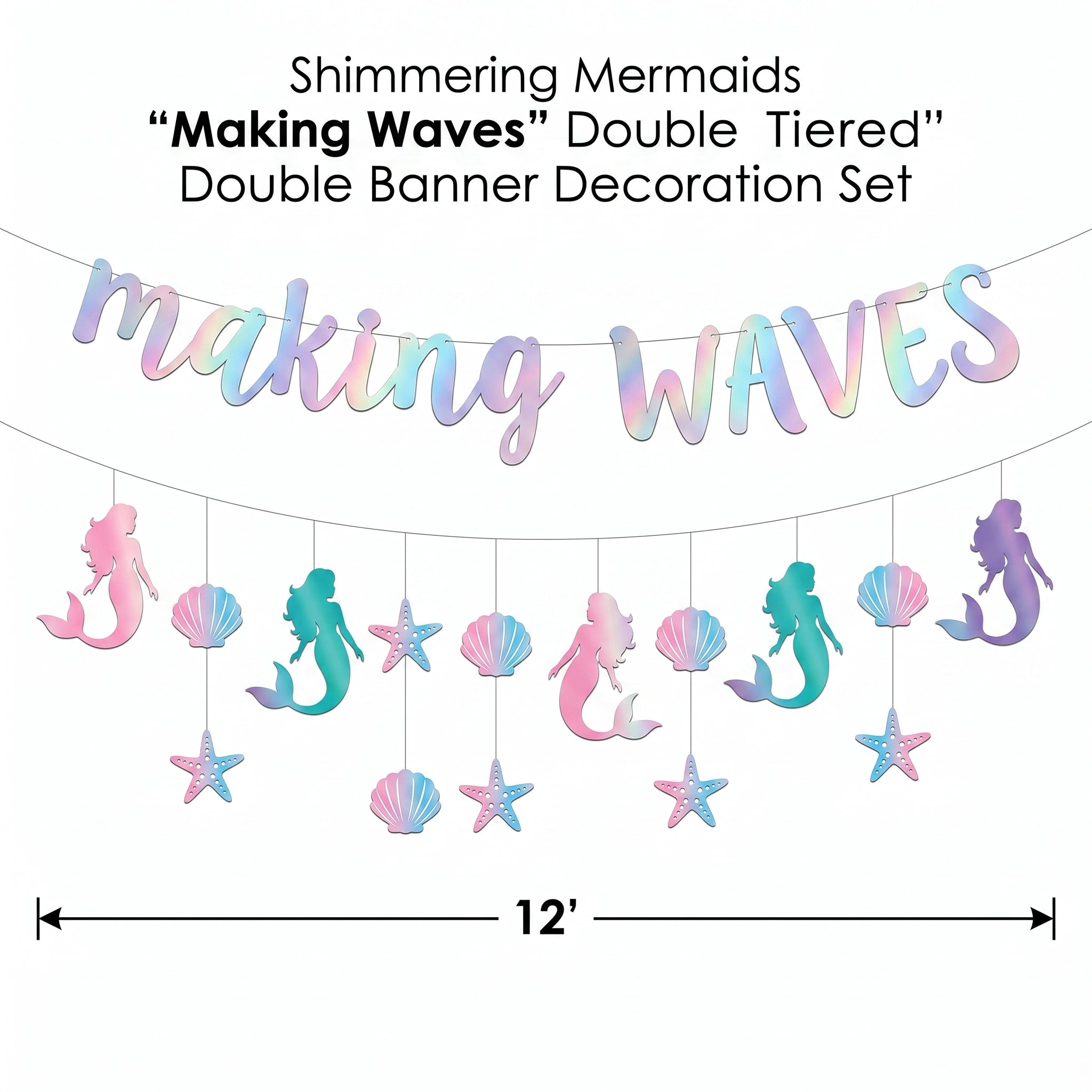 Shimmering Mermaids "Making Waves" Double Banner Decoration Set