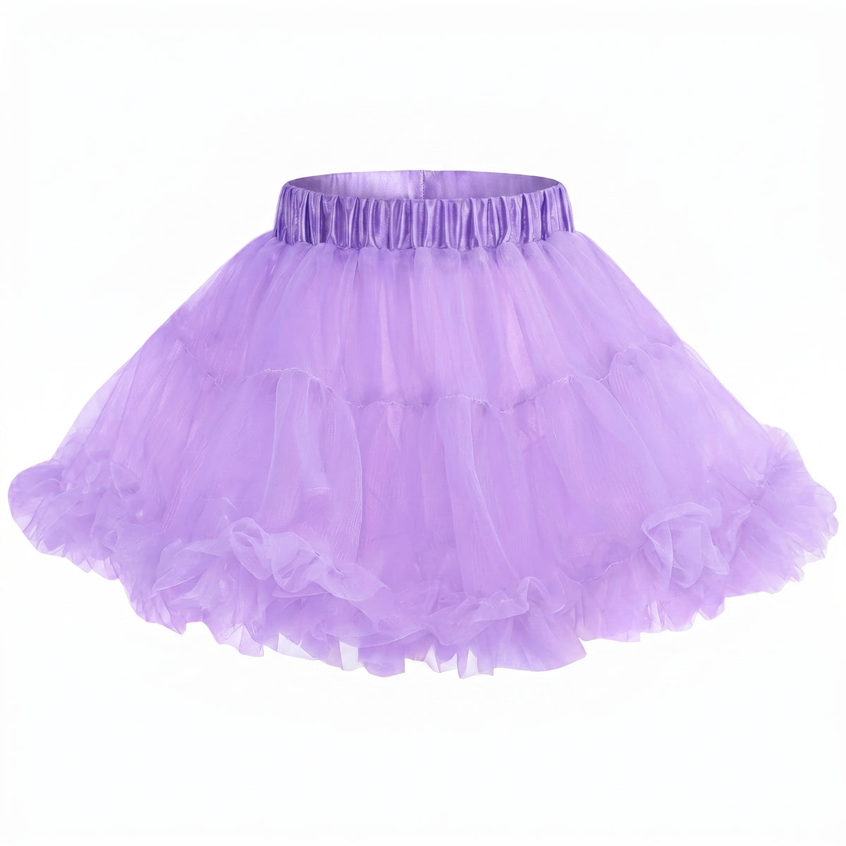 Girls Lavender Tutu Skirt - Layered Tulle Ballet Petticoat with Satin Elastic Waist for Dance, Dress Up, Princess Costume - M/L