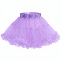 Girls Lavender Tutu Skirt - Layered Tulle Ballet Petticoat with Satin Elastic Waist for Dance, Dress Up, Princess Costume - M/L
