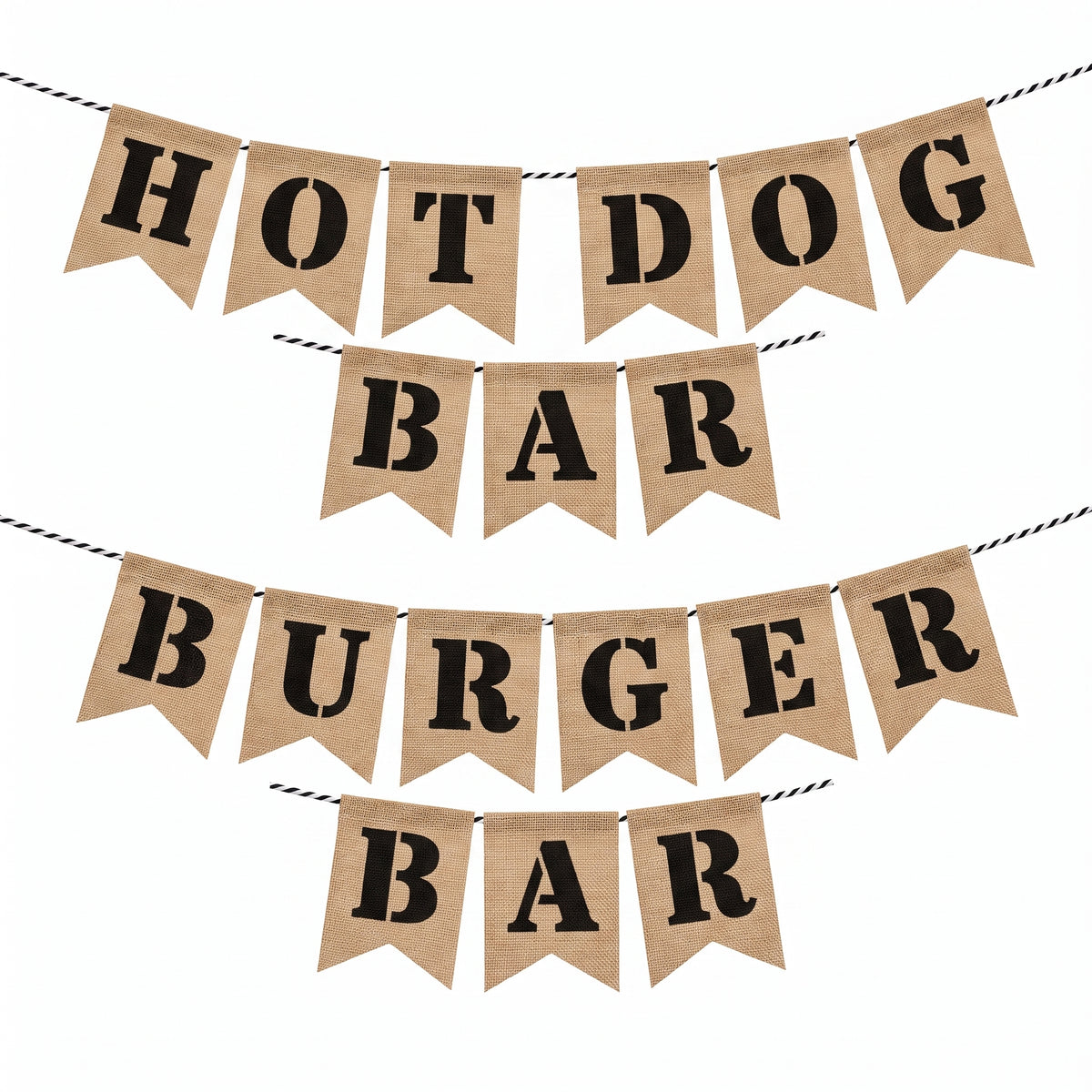 Reversible Burger & Hot Dog Bar Burlap Banner - 9 ft
