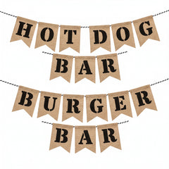 Reversible Burger & Hot Dog Bar Burlap Banner - 9 ft