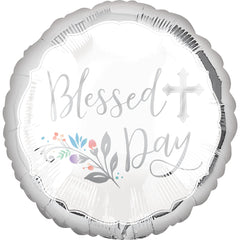 Blessed Day Metallic Foil Balloon - 18-inch