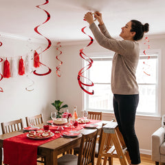 Vibrant Red Swirl Decorations - 22-Inch, 3-Pack