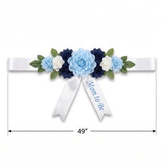 Blue Floral "Mom To Be" Bump Sash for Baby Shower