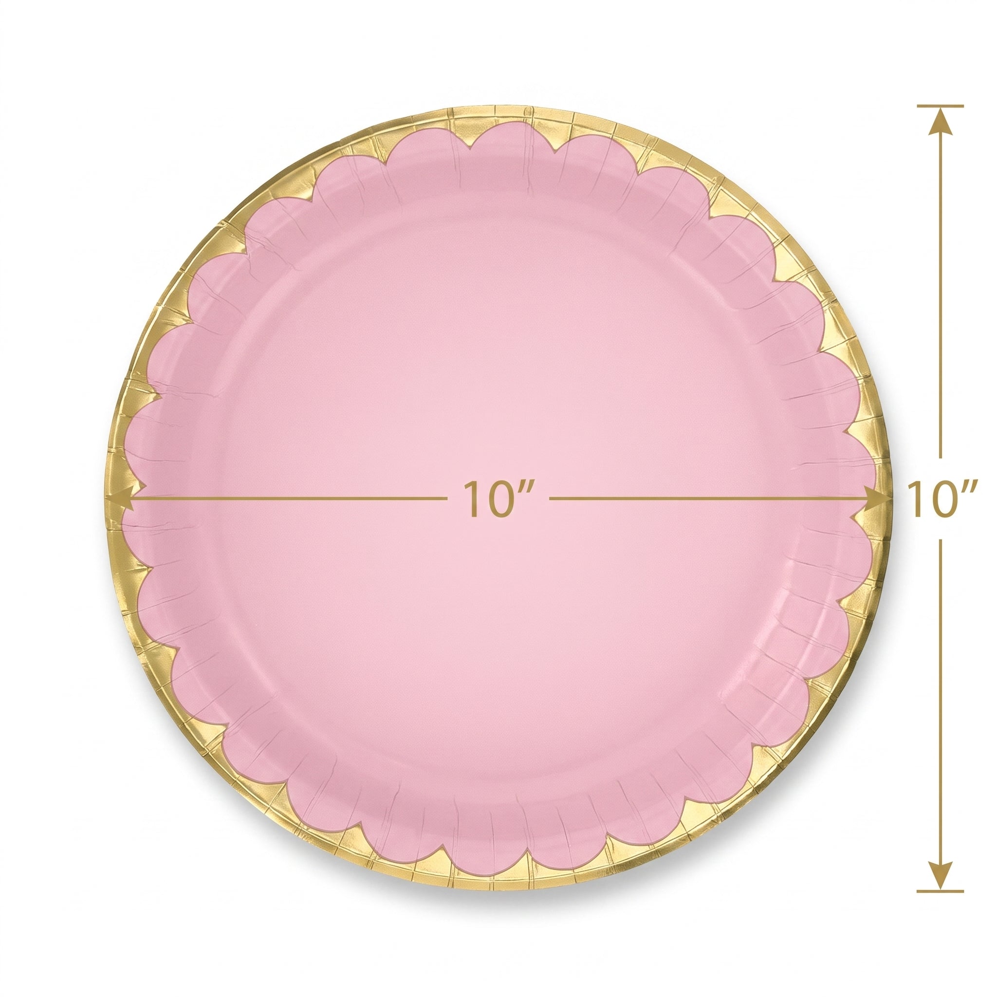 Elegant Rose Gold Scalloped Paper Plate - 10 Inch