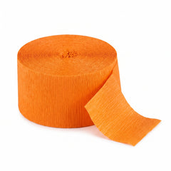 Vibrant Orange Peel Crepe Streamer - 81 ft