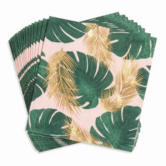 Tropical Paradise Metallic Guest Towel Napkins - 8 In. x 4 In. - 16 Pack