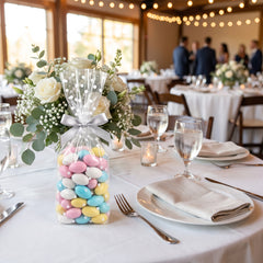 Polka Dot Wedding Favor Treat Bags with Bows - 12 Pack