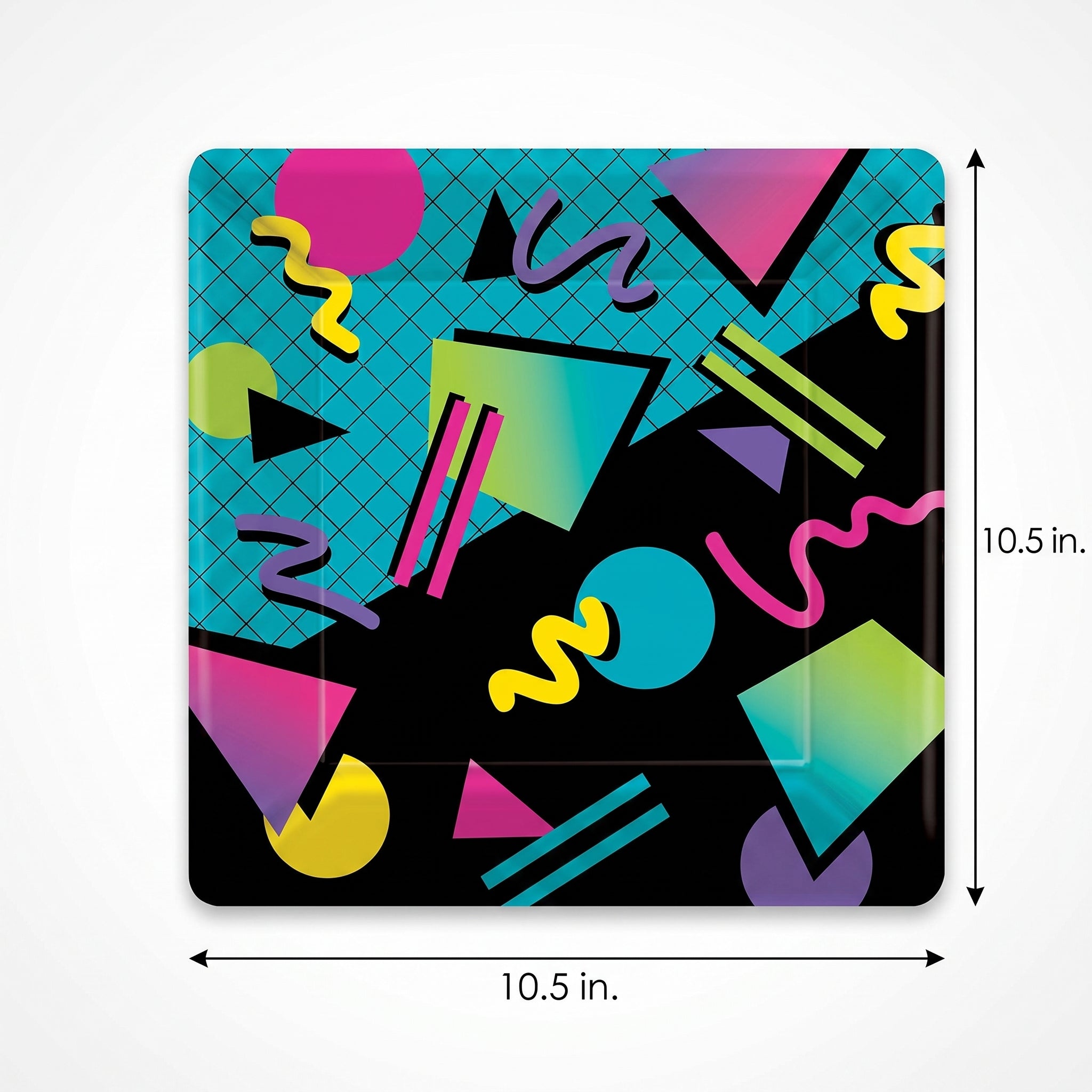 Retro 80s/90s Square Paper Plates - 10.5"