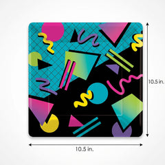 Retro 80s/90s Square Paper Plates - 10.5"