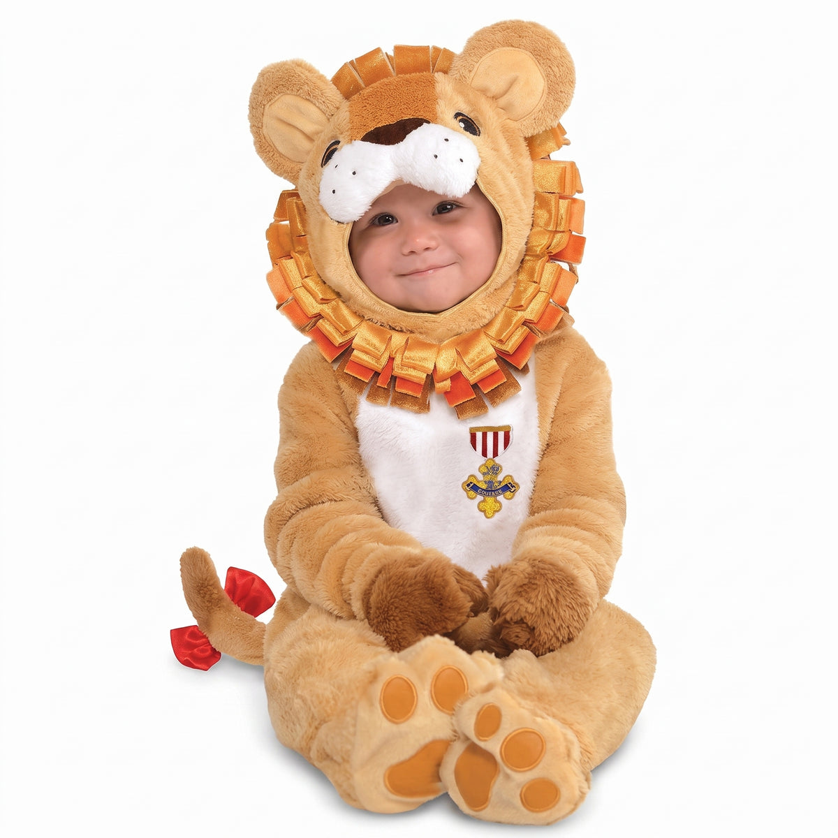 Infant Cowardly Lion Costume from The Wizard of Oz - Plush Halloween Jumpsuit with Hood