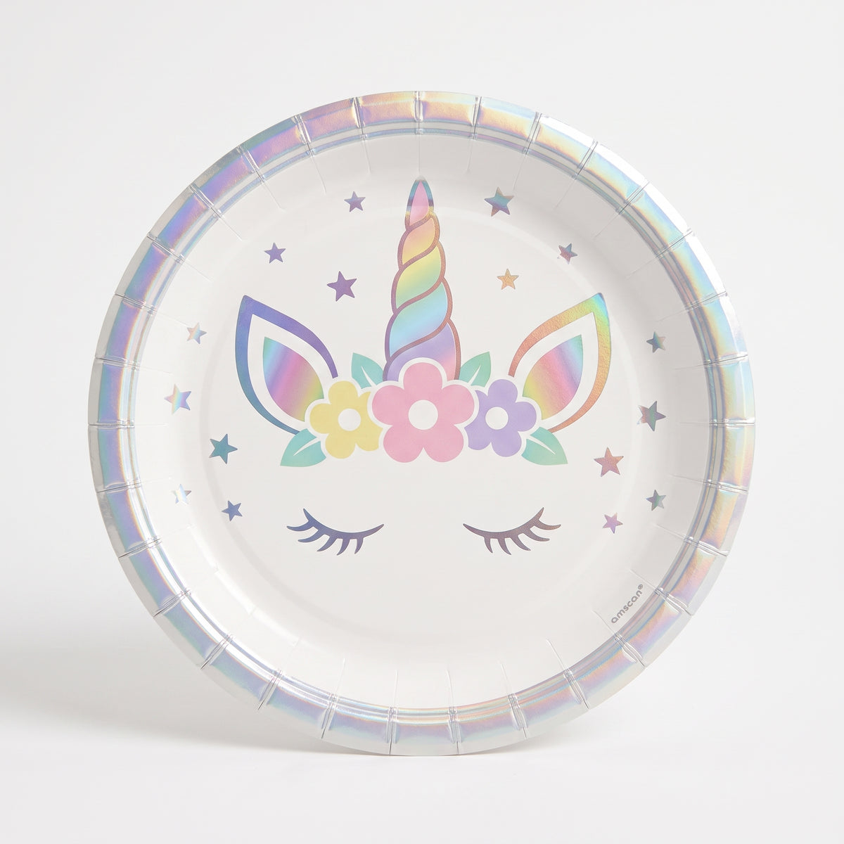 Iridescent Unicorn Birthday Party Plates - 9" Round, 8 Pack