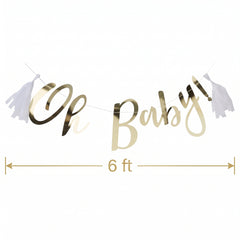 Oh Baby Gold Foil Banner with Tassels