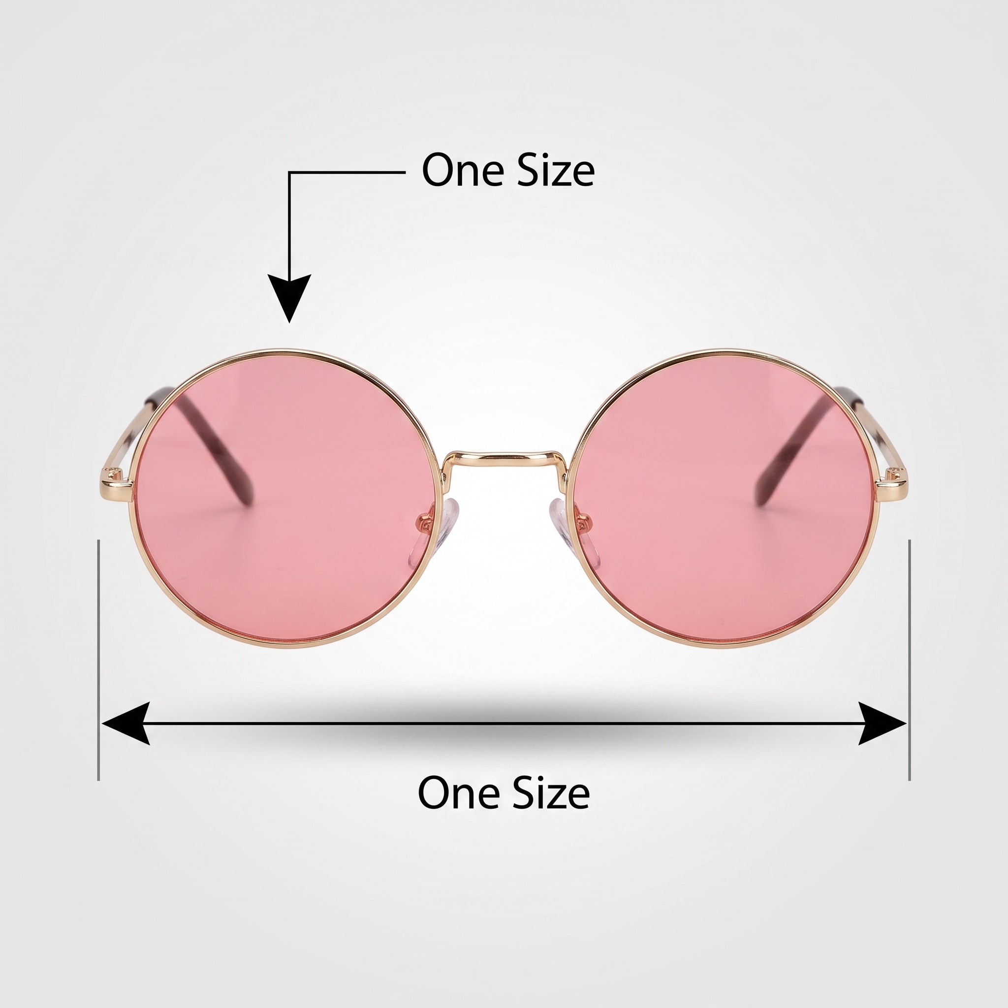 Retro Hippie Circle Sunglasses - Pink/Gold Halloween Costume Accessory