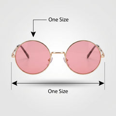 Retro Hippie Circle Sunglasses - Pink/Gold Halloween Costume Accessory